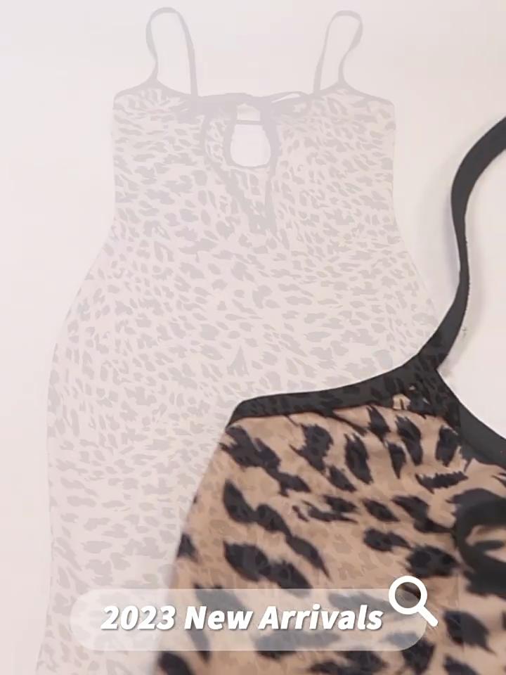 New Autumn and Winter Women's Clothing Suspenders One-shoulder Fashion Straps Sexy Backless Leopard Print Dress for Women