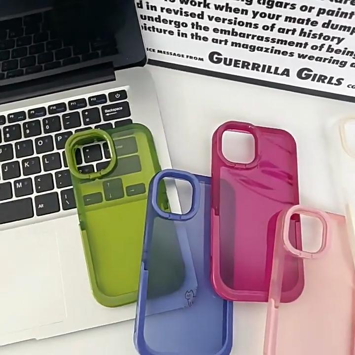 Průhledný držák stojánku na nárazník Pouzdro na telefon pro iPhone 13 12 11 14 15 Pro Max 13Pro XR XS Max X 11 Nárazuvzdorná ochrana fotoaparátu Zadní kryt