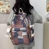 Student Schoolbag Women's Plaid Large Capacity Backpack Middle School Student Backpack