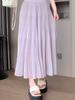 Fairycore Letní Dámská Midi Plisovaná Sukně s Vysokým Pasem Černá Bílá Béžová Fialová Pohádková Volánková Sukně Elegantní Ženská Dámská Základní Sukně