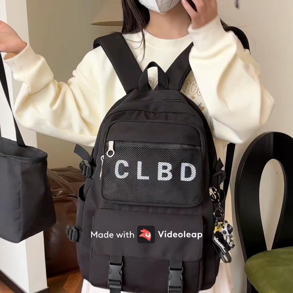 Three-Piece Backpack Set Large Capacity Student Schoolbag Women Solid Color Backpack with Lunch Bag Pen Bag