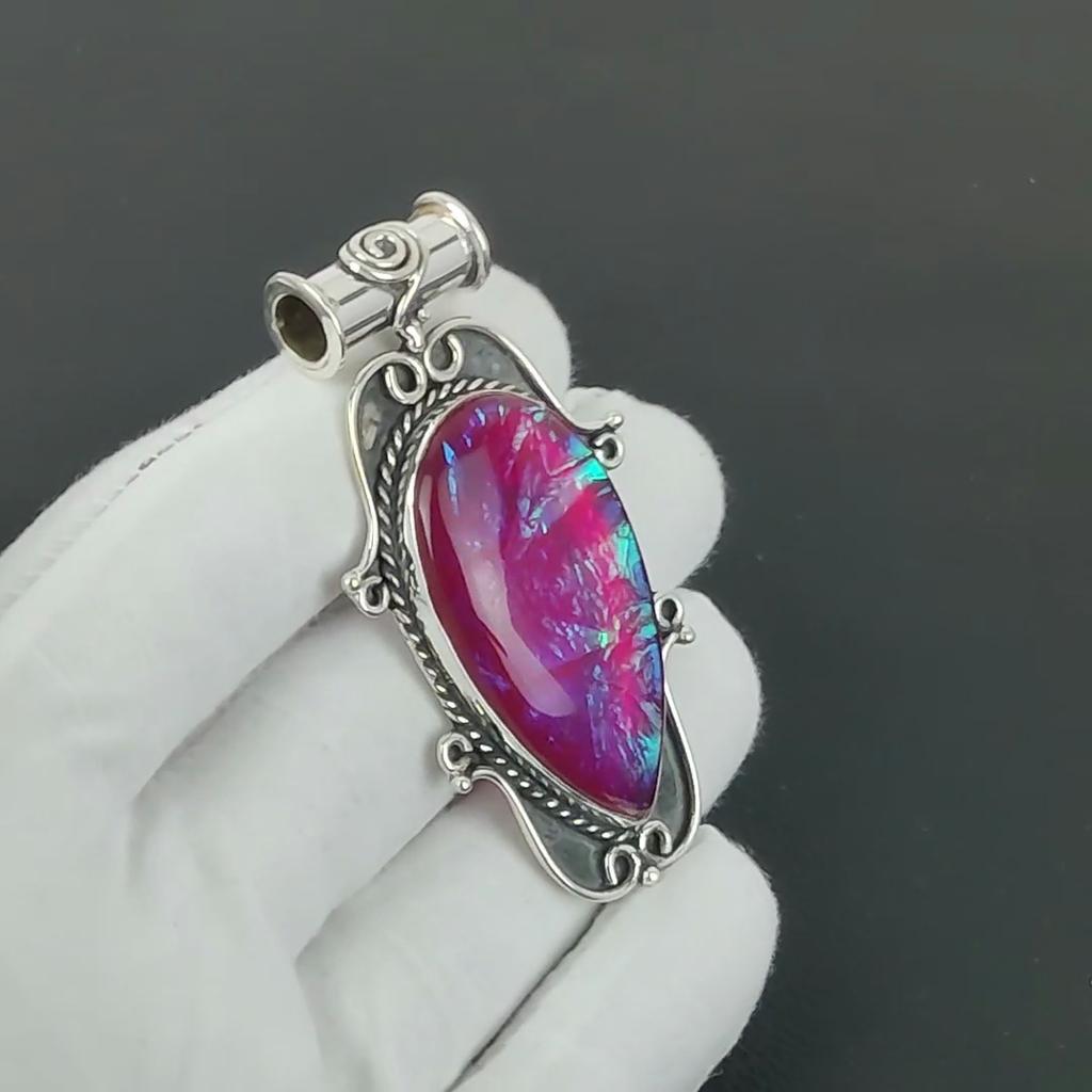 Pink Triplet Opal Pendant, 925 Sterling Silver Handmade Jewelry, Opal Silver Pendant, Party Wear Jewelry For Women's, Pendant Valentine's Day Gift