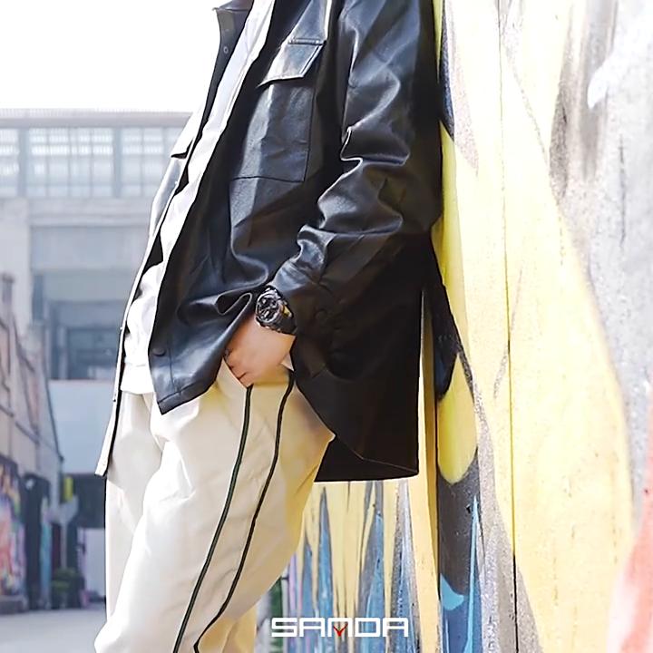 SANDA New Men's Watches Personal Cool Waterproof Electronic Watch Fashion Large Dial Dual -display Men