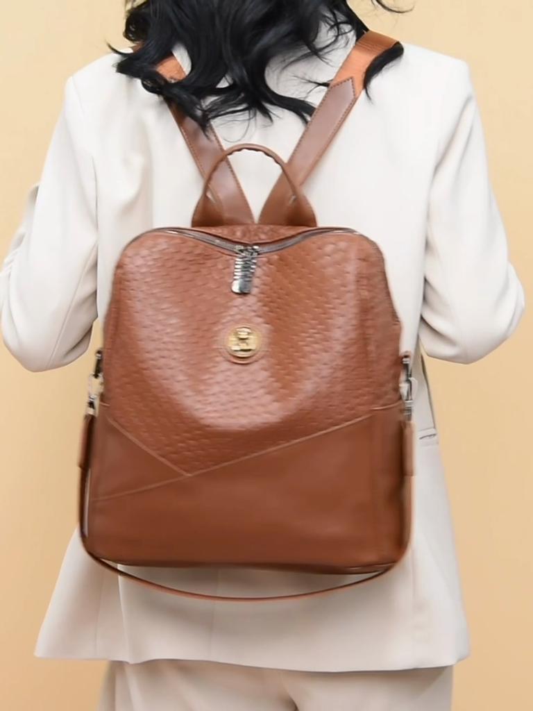 Women's Backpack PU Soft Leather Large Capacity Backpack Travel Bag