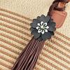 Minimalist Flower Keychain Woven Bag Charm With Faux Leather For Women