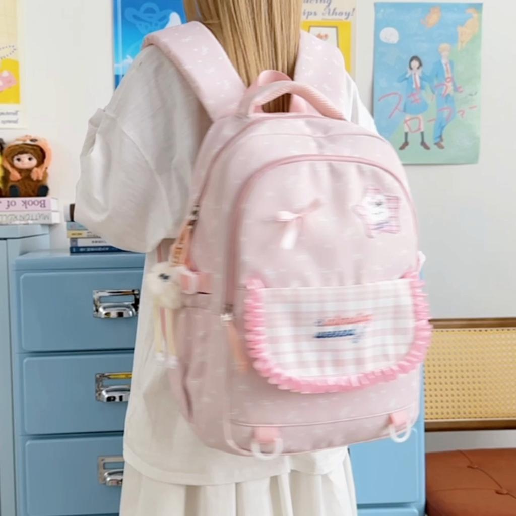 Junior School Schoolbag Women's Check Large Capacity Backpack