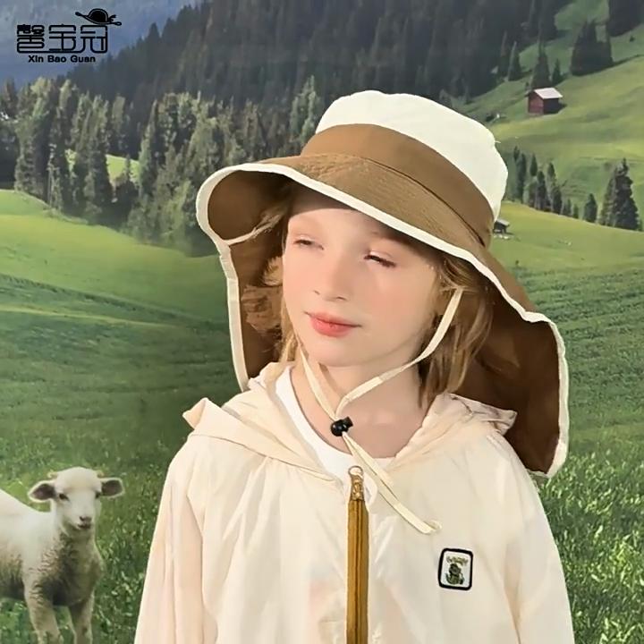 Kids Sun Hat with Neck Flap Wide Brim Fisherman Hat for Baby Boys Girls Summer Outdoor Adjustable Cap UV Protection 7Colors