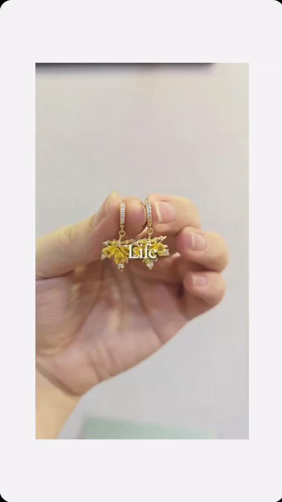Yellow Maple Leaf Drop Earrings for Women 2023 New Fashion Wedding Engagement Party Jewelry Accessories
