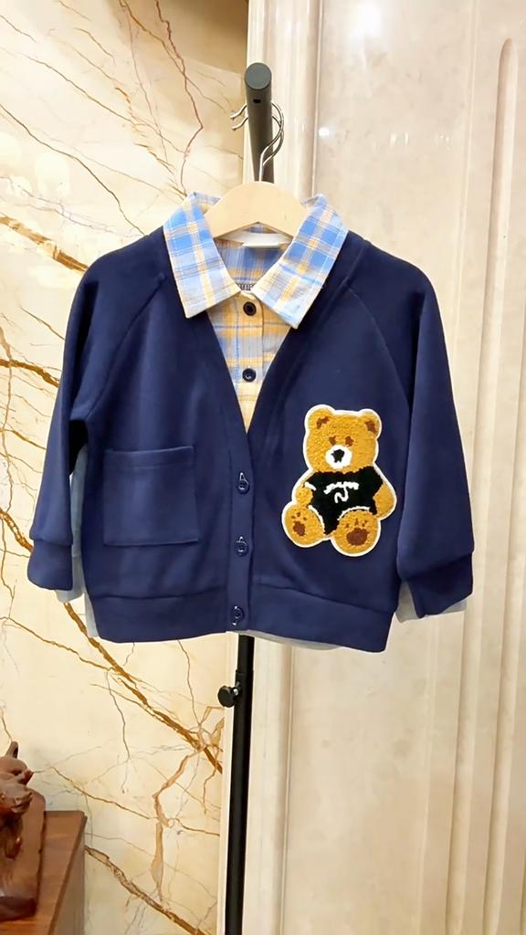 Baby Boys Spring Casual Sweatshirt Faux Two Piece Cartoon Long Sleeve Top for Toddler Boys
