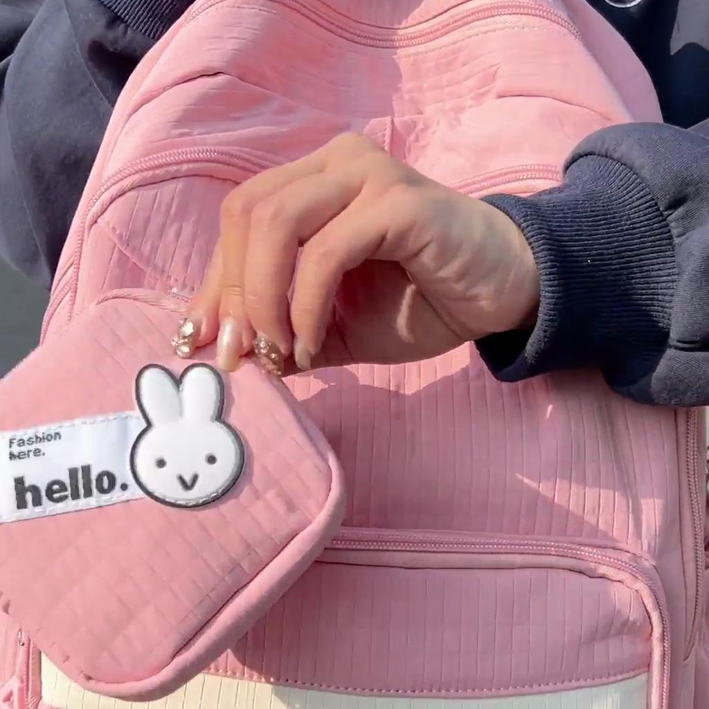 Women's Cute Printed Rabbit Backpack College Style Student Schoolbag