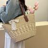 Yogodlns Summer Straw Woven Large Capacity Seaside Tote Bag Women's Basket New Beach Bag Shoulder Underarm Handbag