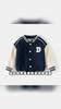 Boys Fleece Baseball Jacket V Neck Letter Print Warm Casual Outerwear Fashion Clothing for Toddler and Kids