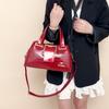 Women’s Crocodile Texture Top Handle Bag with Gold Buckle Casual Chic Shoulder Handbag for Daily Office Use