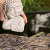 Mini Buddha Figurine Handcrafted Sandstone Resin Zen Statue Decorative Meditation Sculpture Feng Shui Ornament for Home Office Desk Car Dashboard