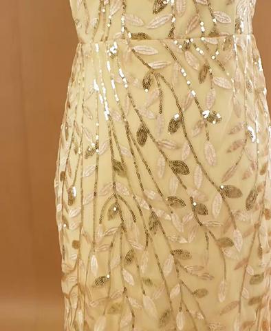 Ever-Pretty Women's Classic Double V-Neck Sequin Fishtail Maxi Dresses Evening Gowns