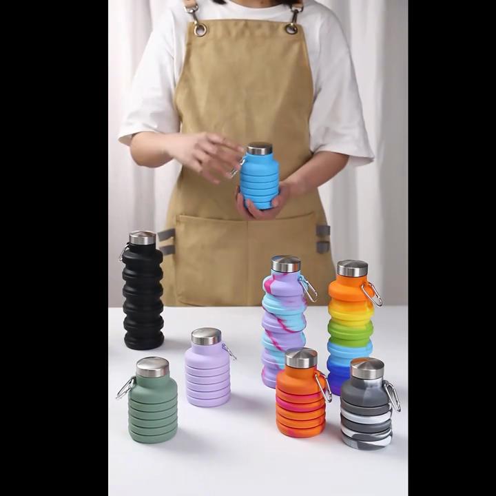 Portable Foldable Silicone Water Bottle, Collapsible Reusable Travel Drinking Cup, BPA Free Outdoor Hiking Camping Sports Water Bowl