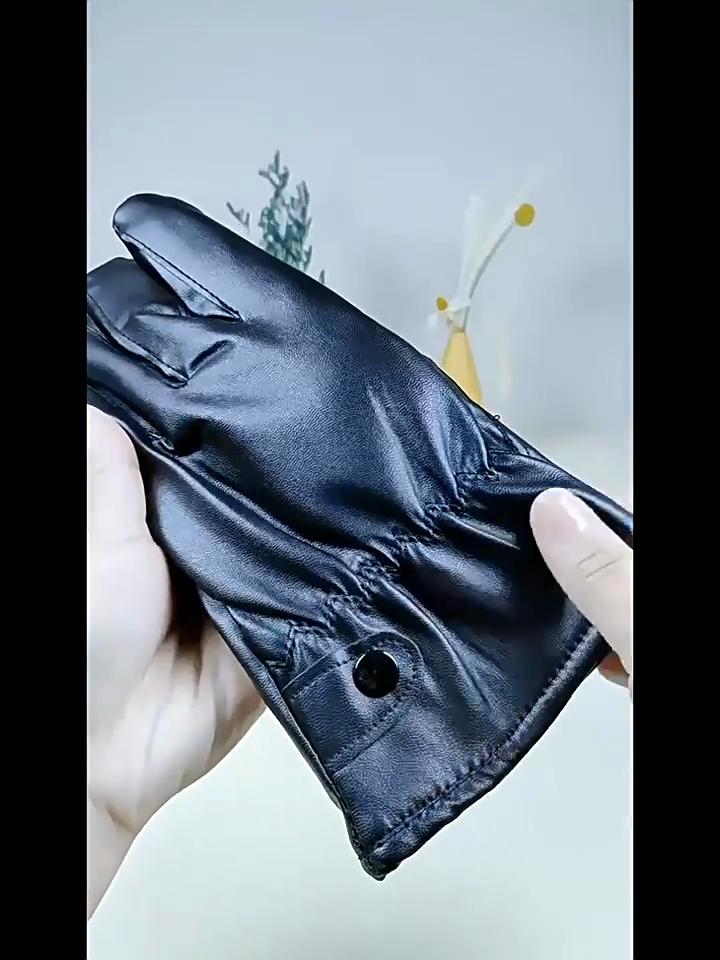 Men's and Women's Touch Screen Leather Gloves Are Warm, Waterproof, Windproof, and Thickened with Fleece for Outdoor Motorcycle Riding In Winter