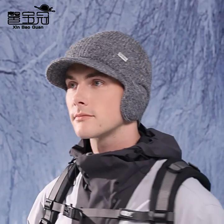 Mens Knitted Baseball Hat With Fleece Lining For Cold Weather Outdoor Activities