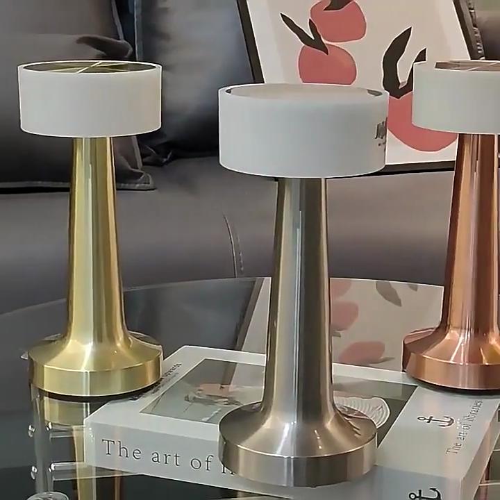 Rechargeable Retro Table Lamp Metal Touch Decor for Bar Coffee Table Restaurant Decoration Light Desk LED Night Lights Bedroom