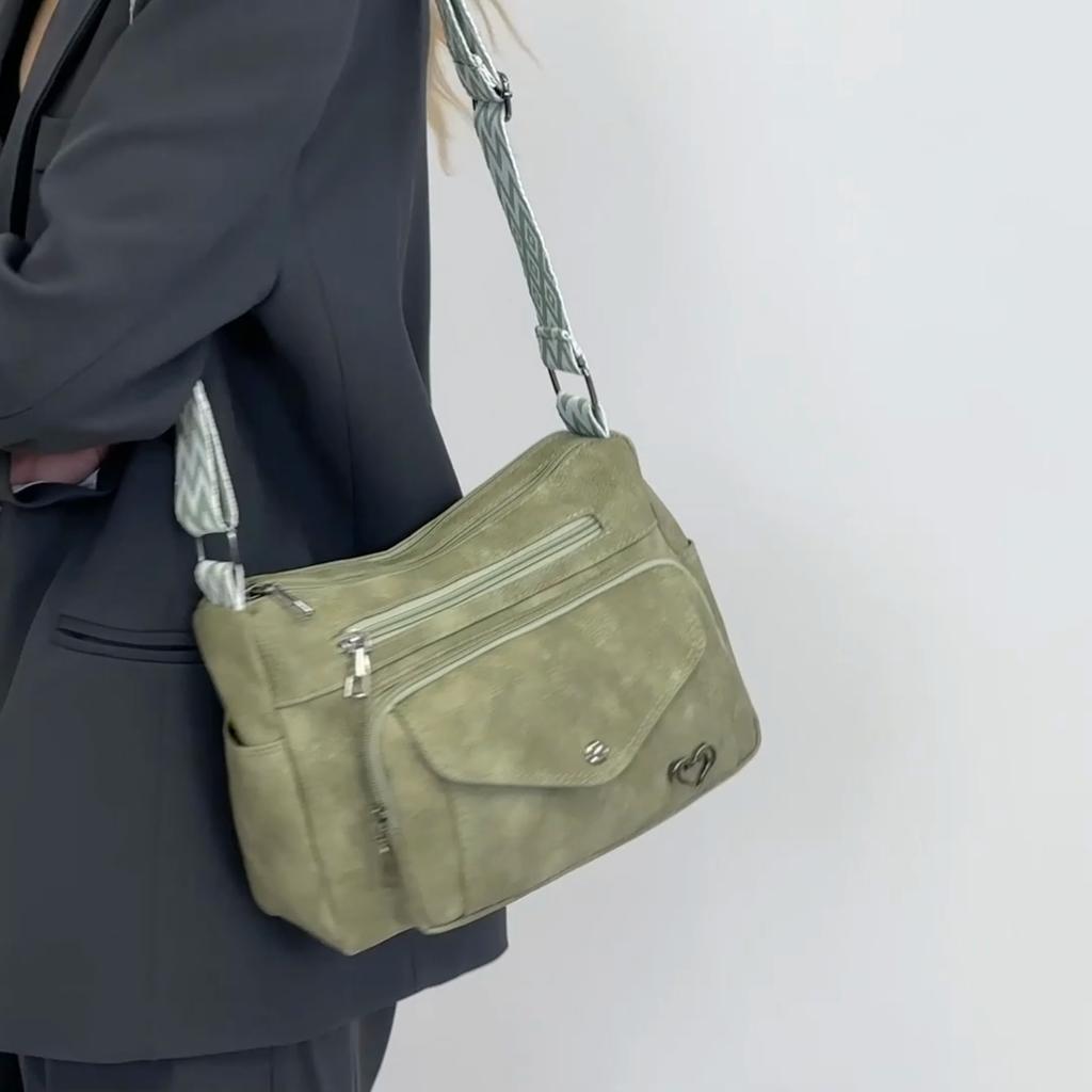Vintage Soft Leather Bag Women's Large Capacity Multi-compartment Mother Bag Crossbody Bag