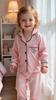 Baby Girls Satin Pajama Set, Pink Striped Long Sleeve Button Down Sleepwear Loungewear for 6M-3Y