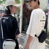 Women Nylon Small Handbag Men Waterproof Lightweight Shoulder Bag Solid Color Crossbody Mobile Phone Bag