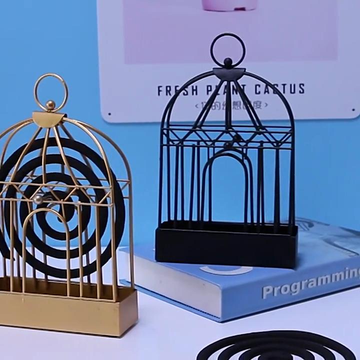 Nordic Style Iron Art Birdcage Mosquito Coil Holder Incense Shelf Home Mosquito Repeller Holder Ornament