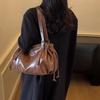 Yogodlns Casual Soft Leather Shoulder Bag Large Capacity Solid Color Commute Bag Multifunctional Minimalist Tote Bag For Women