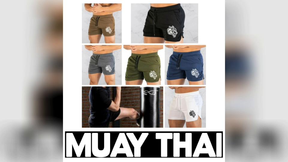 Wolf Muay Thai Kick Boxing MMA Mixed Marcial Art Shorts Men Women Unisex Elastic Waist Quick Dry Breathable Sport Gym Fitness Workout
