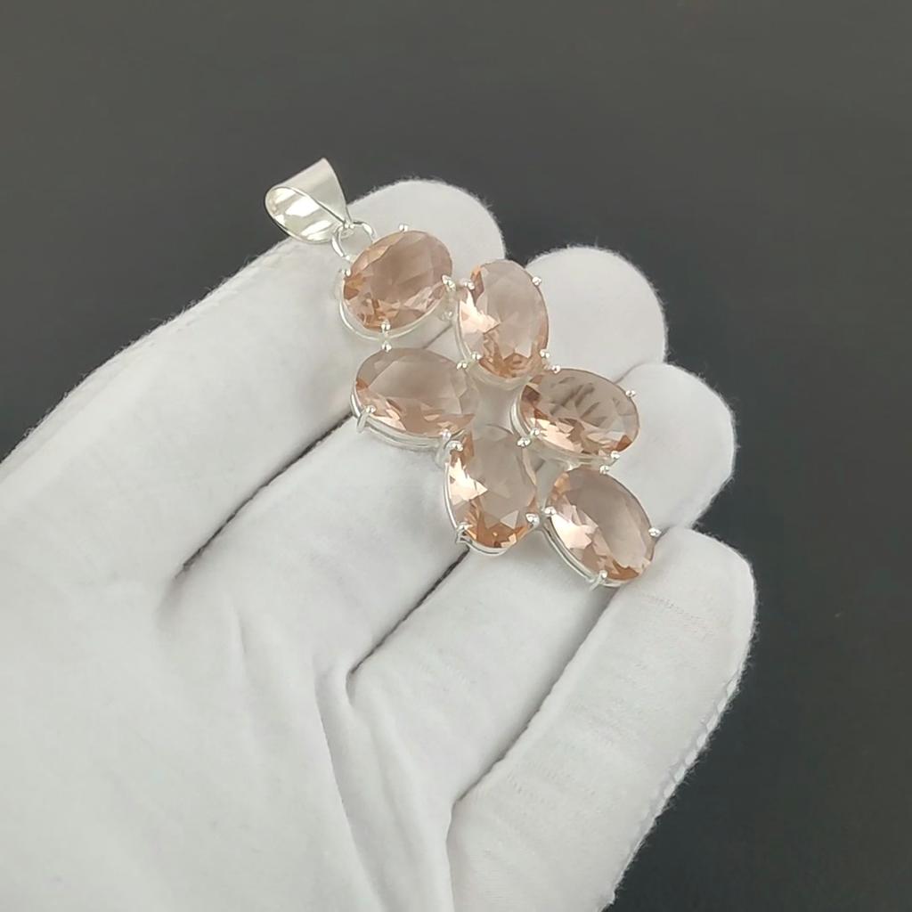 Beautiful Morganite Gemstone Pendant 925 Sterling Silver- Handmade Design, Everyday Wear Jewelry, Unique Morganite Pendant Gift For Love