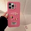 Embroidery Stickers Cubic Phone Case Compatible and Suitable for iPhone 16 15 14 13/12promax Pink