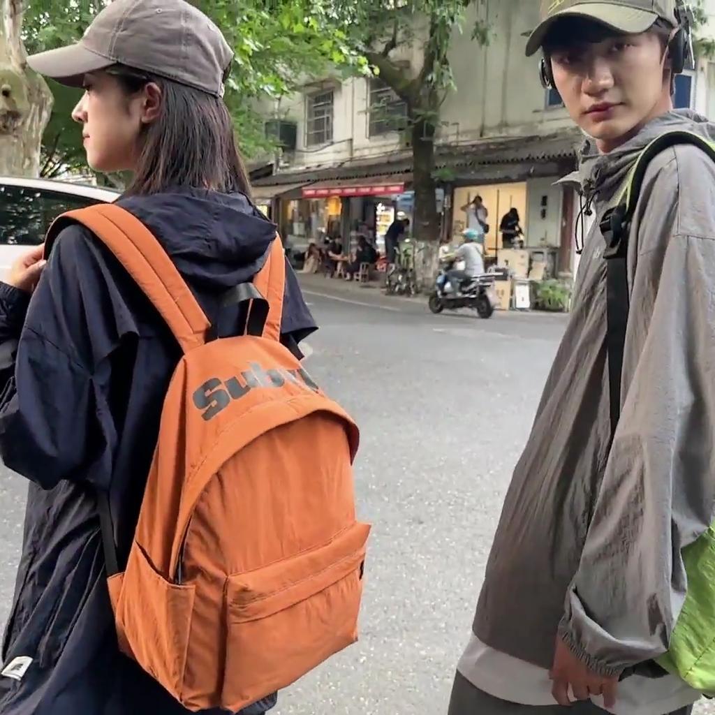 Women Letter Backpack Men's Lightweight Travel Bag Middle School Student Schoolbag Class Commuter Backpack