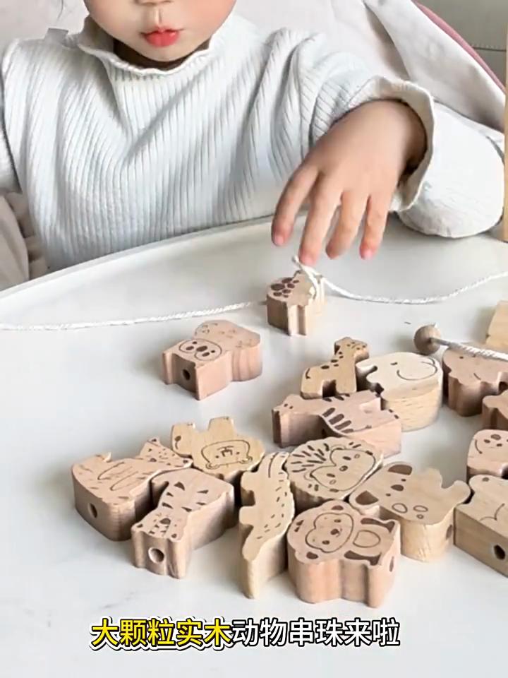 Wooden Animal Balance Seesaw With Building Blocks For Toddler Educational Play