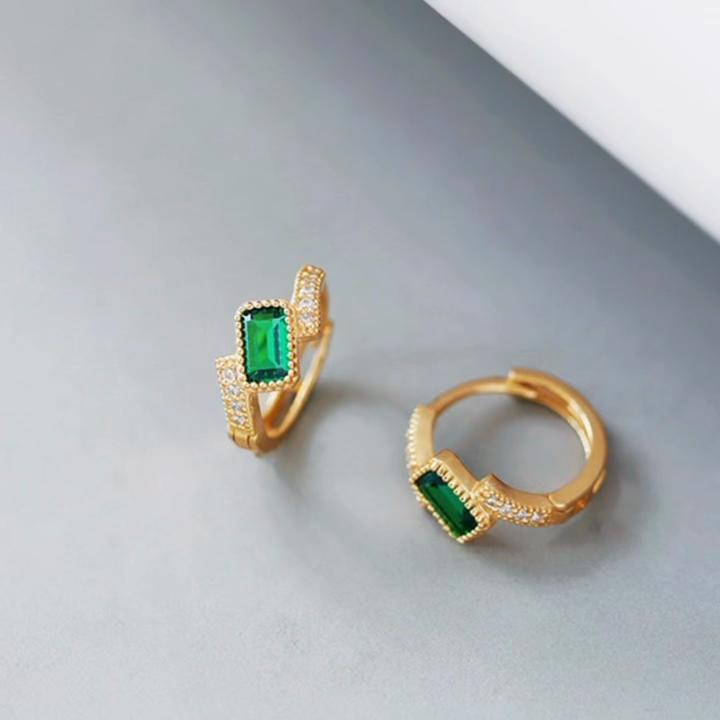 S925 Silver Ear Cuff with Green Diopside and 18K Gold Vermeil Accents, Vintage Style