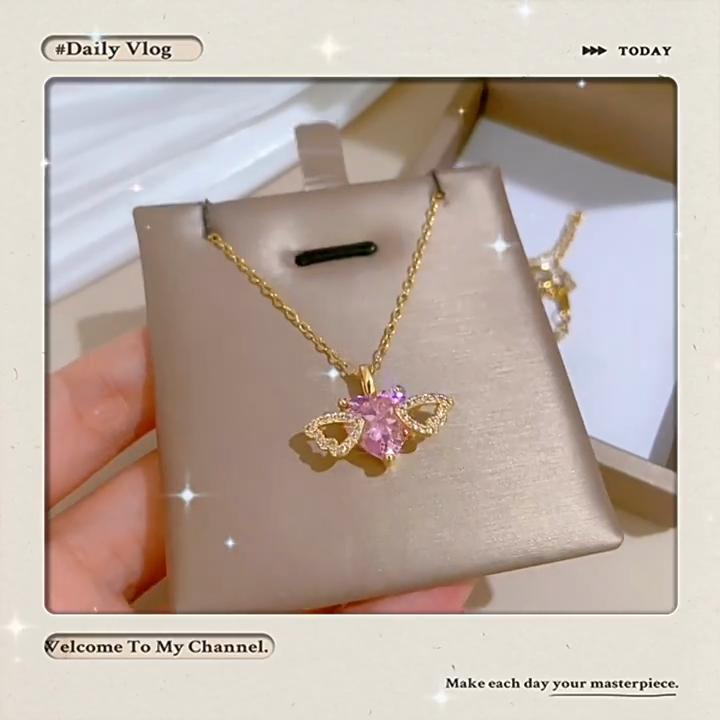 Winged Heart Pendant Necklace for Women