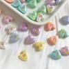2pcs [20x19mm] Tulip Love Heart Beads Cream Peach Heart Acrylic Beads Mobile Phone Chain Backpack Ornaments DIY Accessories