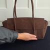 Elegant Suede Tote Bag for Women – Classic Top Handle Handbag with Structured Design and Minimalist Style