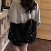 Denim Hobo Tas met Gevlochten Touw Handvat Stijlvolle Dames Schoudertas voor Casual Kleding en Stranduitjes