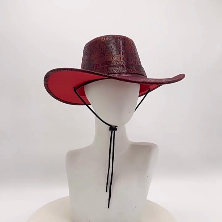 Retro Cowboy Hat for Men, European and American Style, Camping Leather Printed Sun Hat for Women, Outdoor Hiking Sun Protection Hat