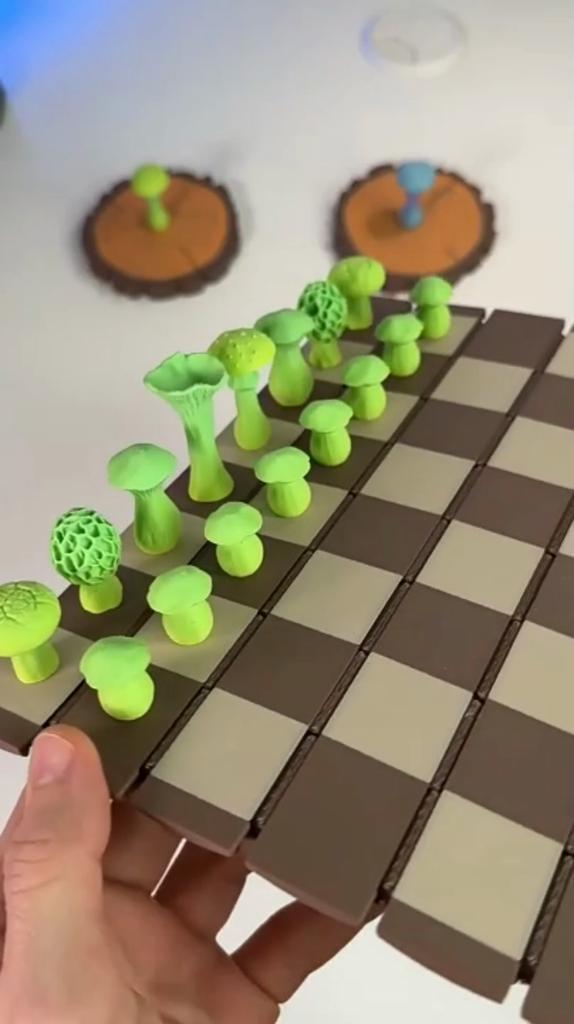 Magnetic Forest Mushrooms Chess Set Forest Chess Set Wooden Chess Board Set Botany Board Game Chess Sets