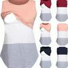 Ženy Pohodlné kojení Těhotné Kojení s kulatým výstřihem Bez rukávů Pruhované Gravida Oblečení Těhotenské košile