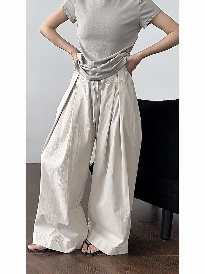 Johnature Casual Simple Versatile Pants Women Summer Thin Casual Trousers