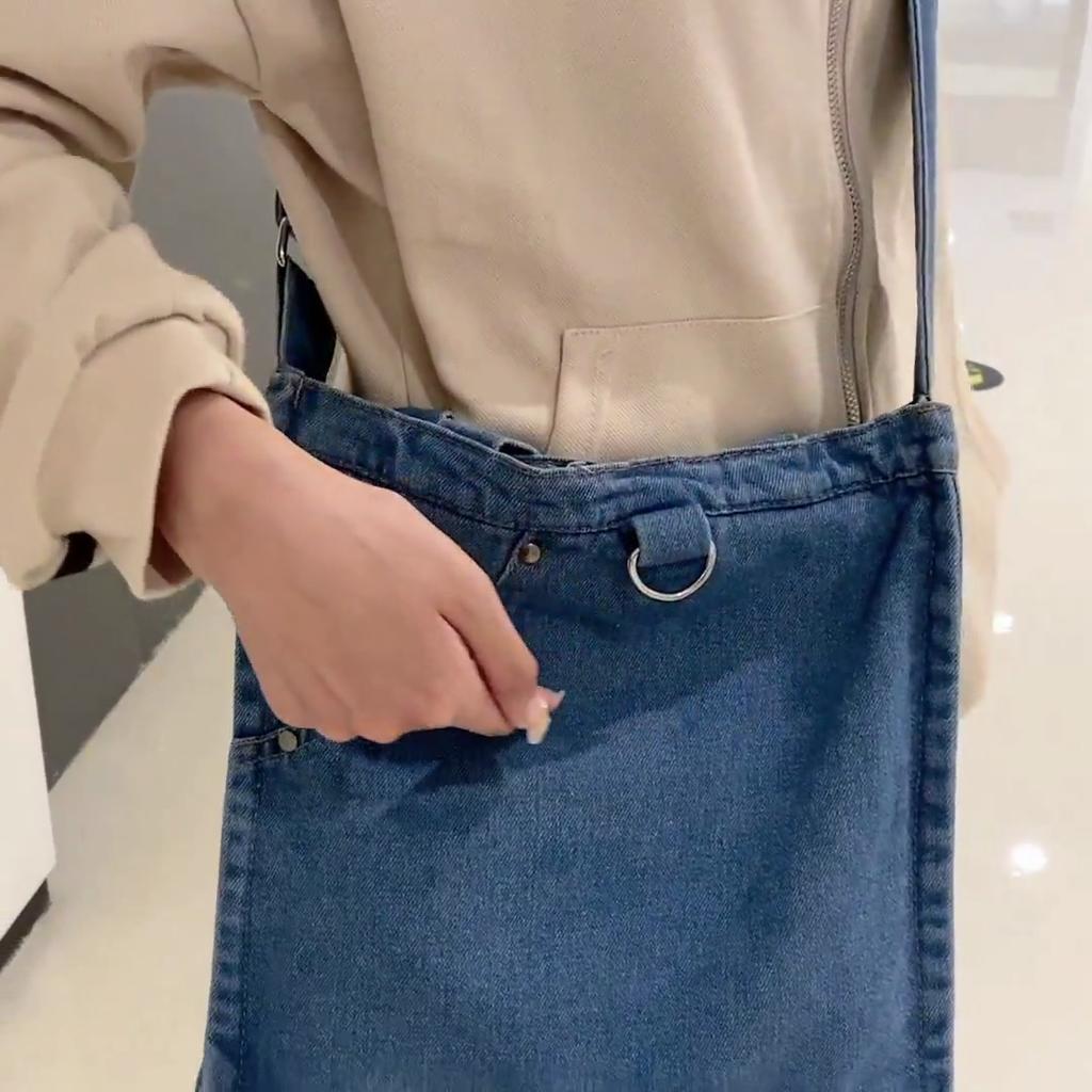 Denim Crossbody Bag Women's Large Capacity Messenger Bag Student Shoulder Tote Bag