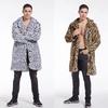 Cappotto Lungo in Pelliccia Sintetica Transfrontaliero Autunno e Inverno Uomo Stampa Leopardo Collo a Revers Lungo Stile Casual di Lusso Leggero Stile Ampio da Uomo