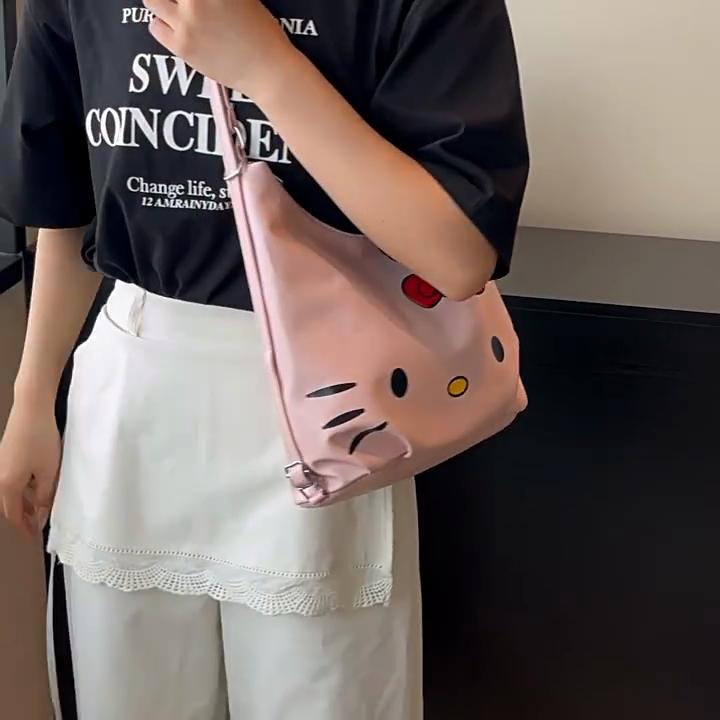Hello Kitty Girl Large Capacity Pu Tote Bag With Breathable Waterproof Design For Daily Use
