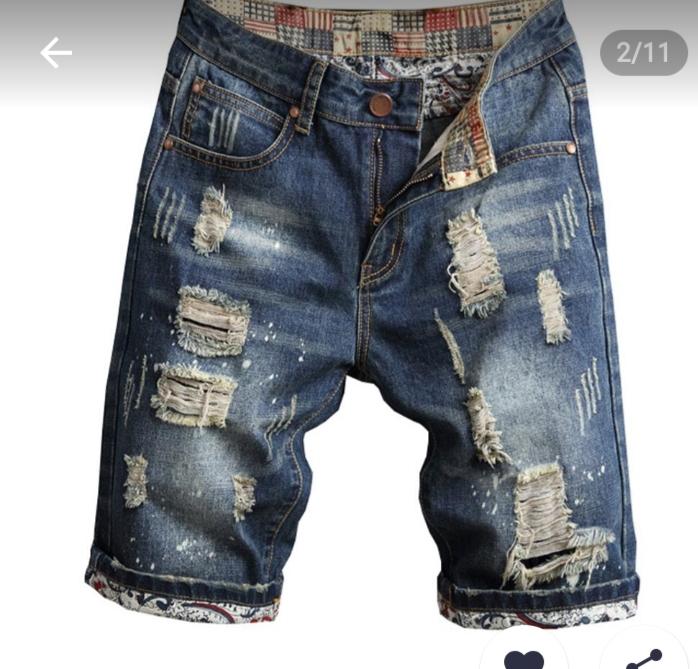 Buy Men Retro Ripped Denim Shorts Jeans 