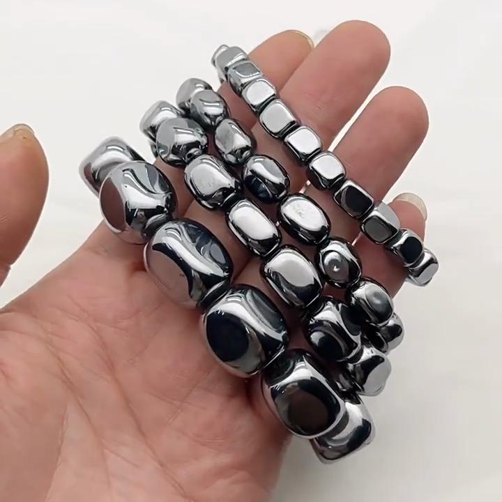 Terahertz Bracelet Energy Stone Loose Elastic Natural Beads Terahertz Bracelet for Women Men