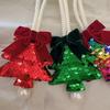 Woven Rope Curtain Buckles Sequined Tree Tieback, Sparkling Christmas Holder with Reusable Fabric Ties Bow, Decorative Drapery Holdback for