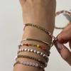 Bohemian Style Colorful Rice Bead CCB Seven Piece Bracelet Dopamine Elastic Bracelet Set for Women
