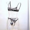 European and American Sexy Lingerie Embroidery Thin See-through Women's Sexy Bra Thong Panties